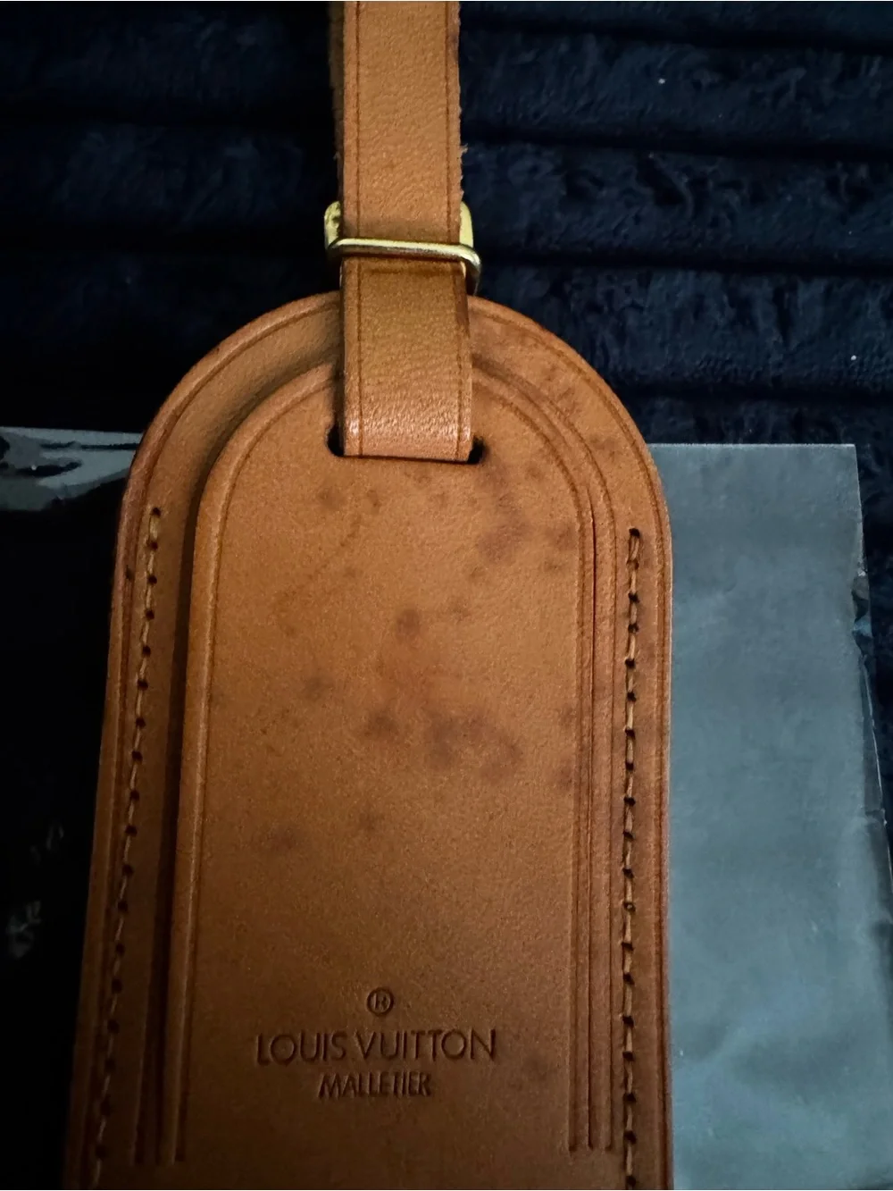 Louis Vuitton Brown Leather Luggage Tag with Strap